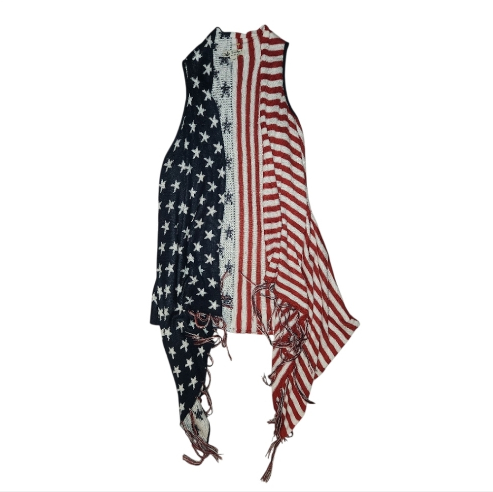 American Flag Sleeveless Cardigan